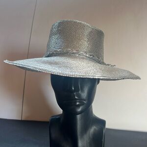 Vintage Frank Olive For Neiman-Marcus large Metallic silver hat braided band
